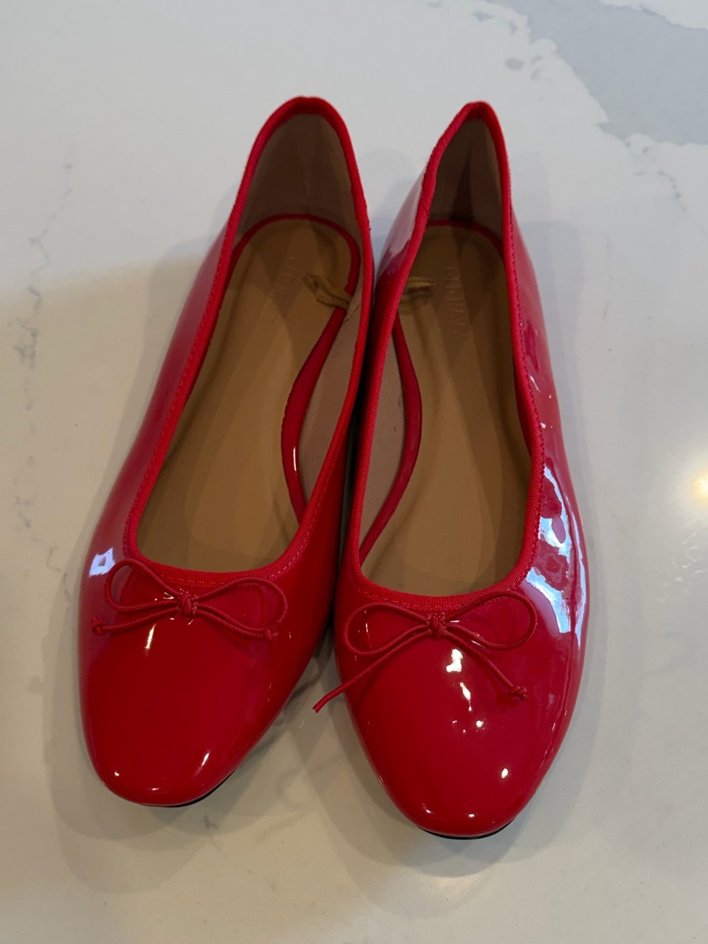 Old Navy Faux Leather Red Patent Ballet Flats with Bow Accent  Size 10